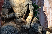Elaborate figures carved in stucco decorate the ancient stupas, Kakku Buddhist Ruins. Shan State in Myanmar (Burma). 